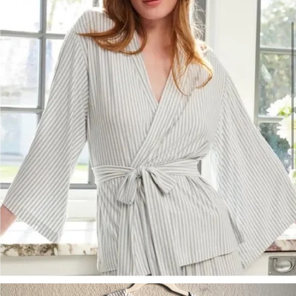 Lake Dreammodal Kimono Top Blue Stripe XL Pajama Loungewear